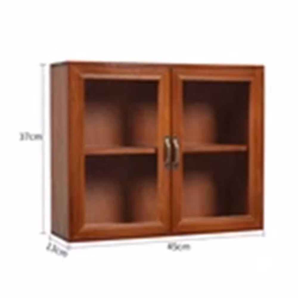 Nordara 2 Tier Vintage Wooden Storage Cabinet and Wall Mounted Shelf in Dark Brown – 2