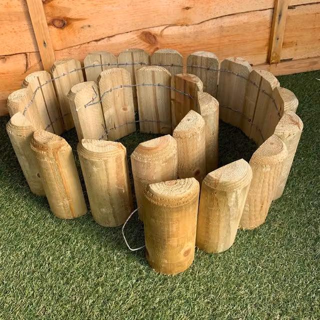 Ambassador Brown Log Roll with Galvanised Steel and Wire Mesh, 6 inch x 1.8 m