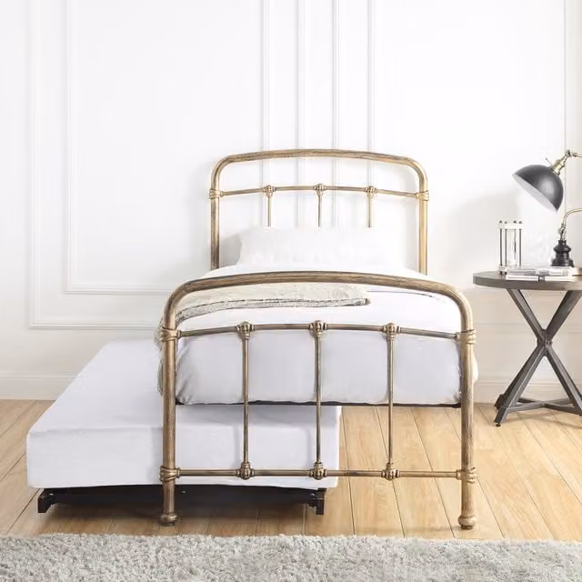 Flintshire Furniture Mostyn Classic Metal Guest Bed in Bronze and Gold, W: 120.0 cm, H: 115.0 cm, D: 99.5 cm