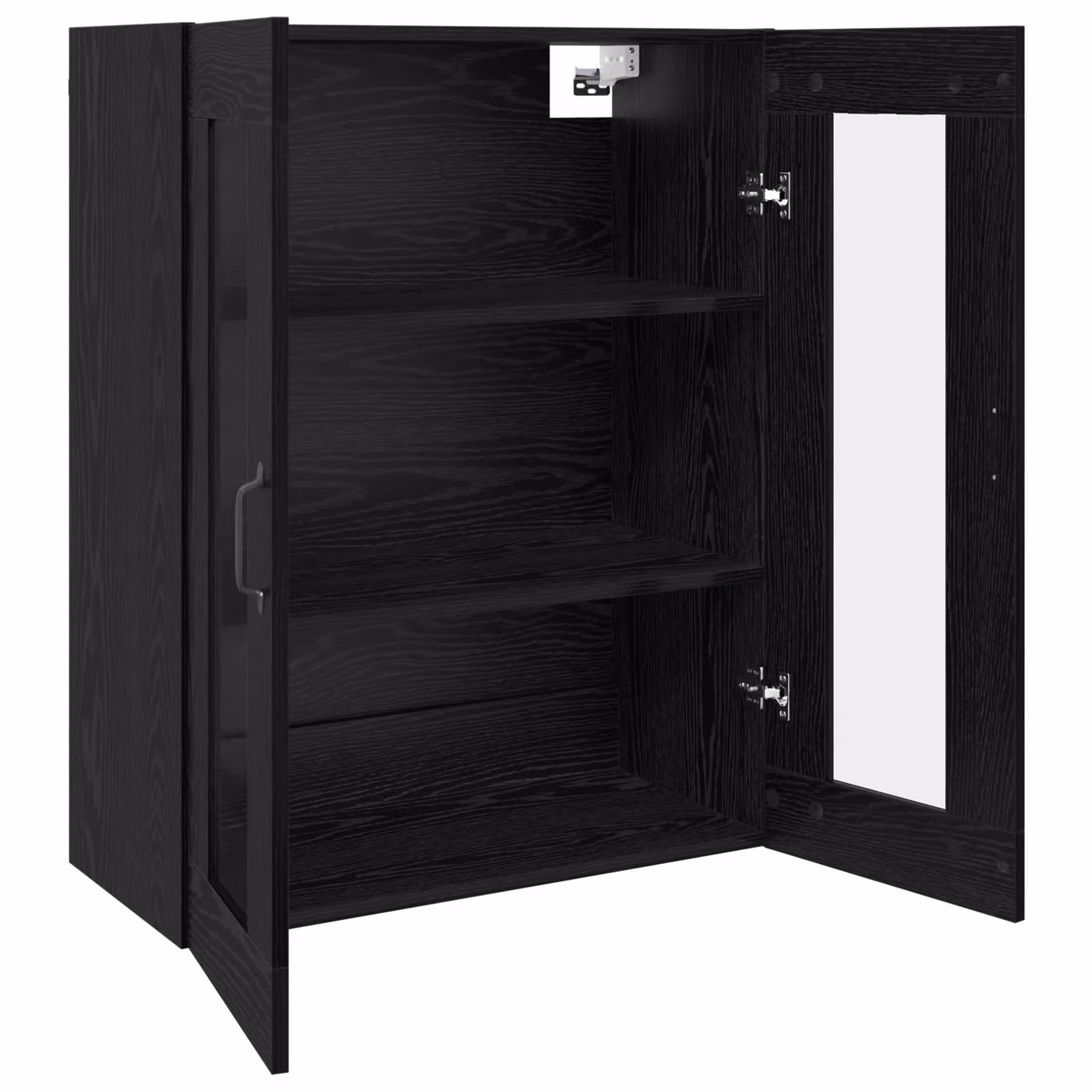 Berkfield Home Modern Black Hanging Wall Cabinet with Hinged Doors, W: 69.5 cm, D: 34 cm, H: 90 cm – 2
