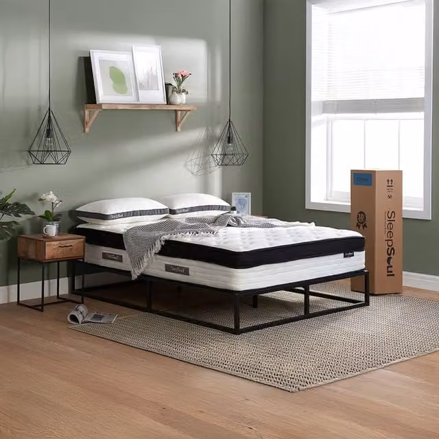 SleepSoul Cloud 800 Hybrid Pocket Memory Pillow Top Mattress in White and Black, W: 180 cm, D: 200 cm