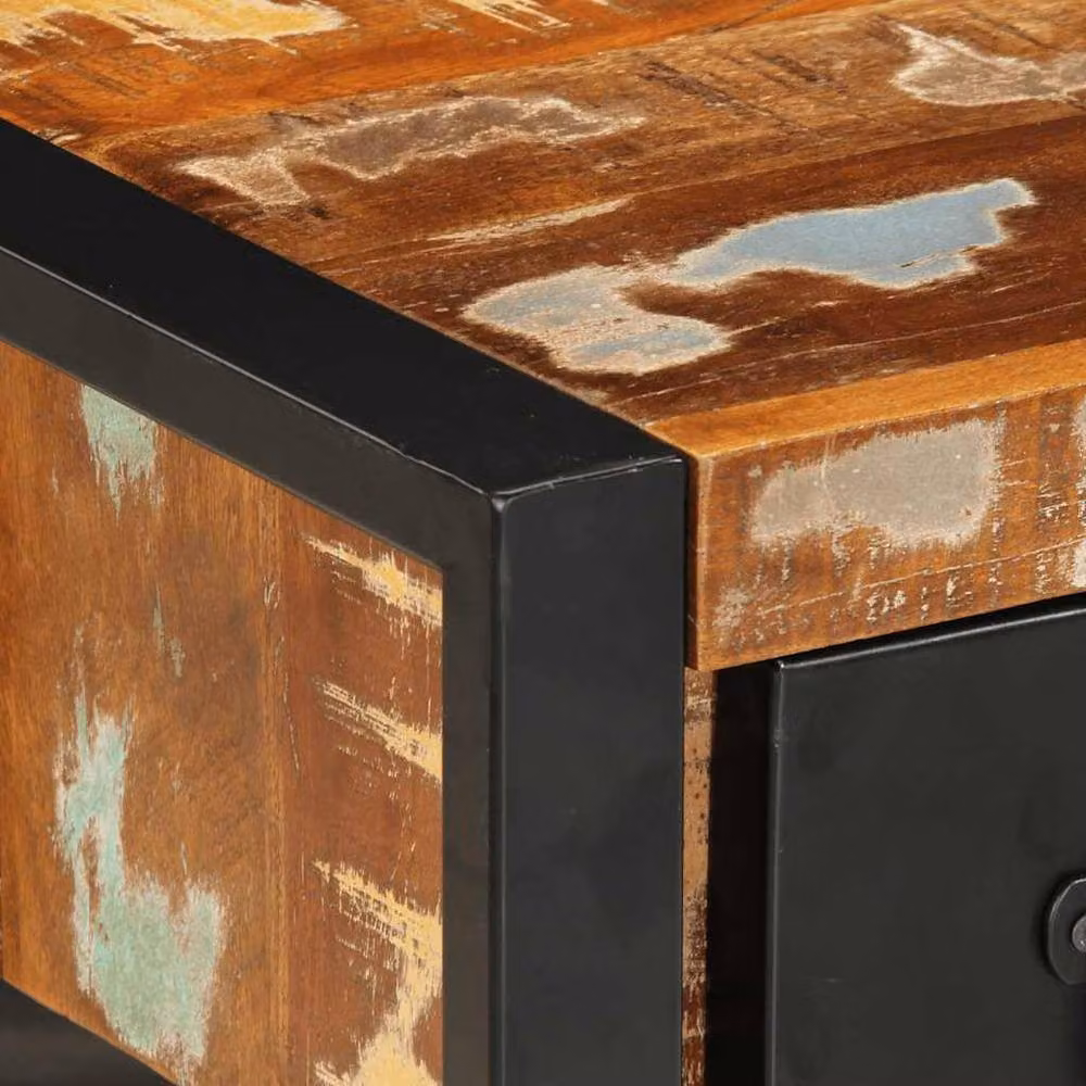 Berkfield Home Multicolour Industrial Bedside Cabinet in Reclaimed Mango Wood, W/D/H: 35 x 34 x 45 cm – 5