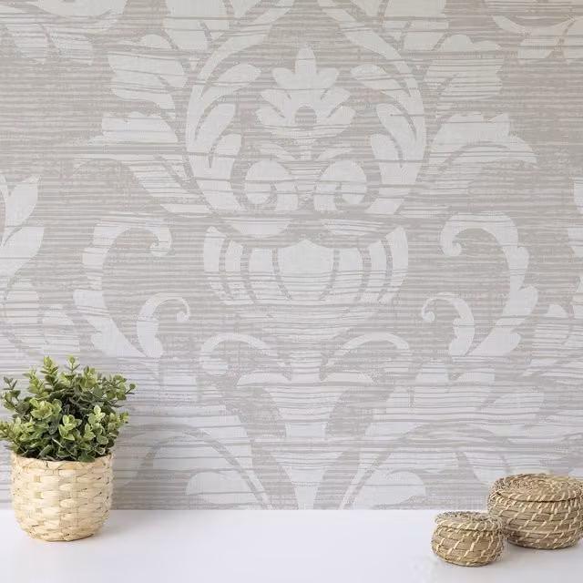 Wallquest Classic Floral Abstract Matt Paper Wallpaper in Beige and Grey