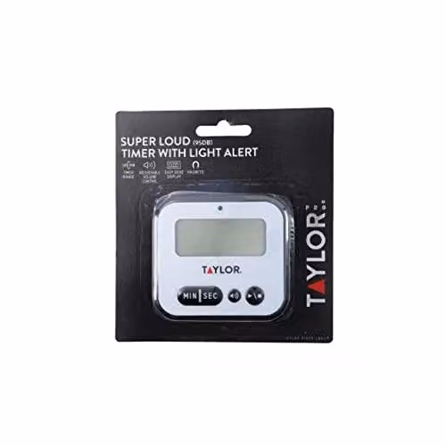 Taylor Professional Digital Kitchen Timer with Alert Light and Stopwatch Function, White and Black, W: 5 cm, D: 8.5 cm, H: 7.5 cm – 2