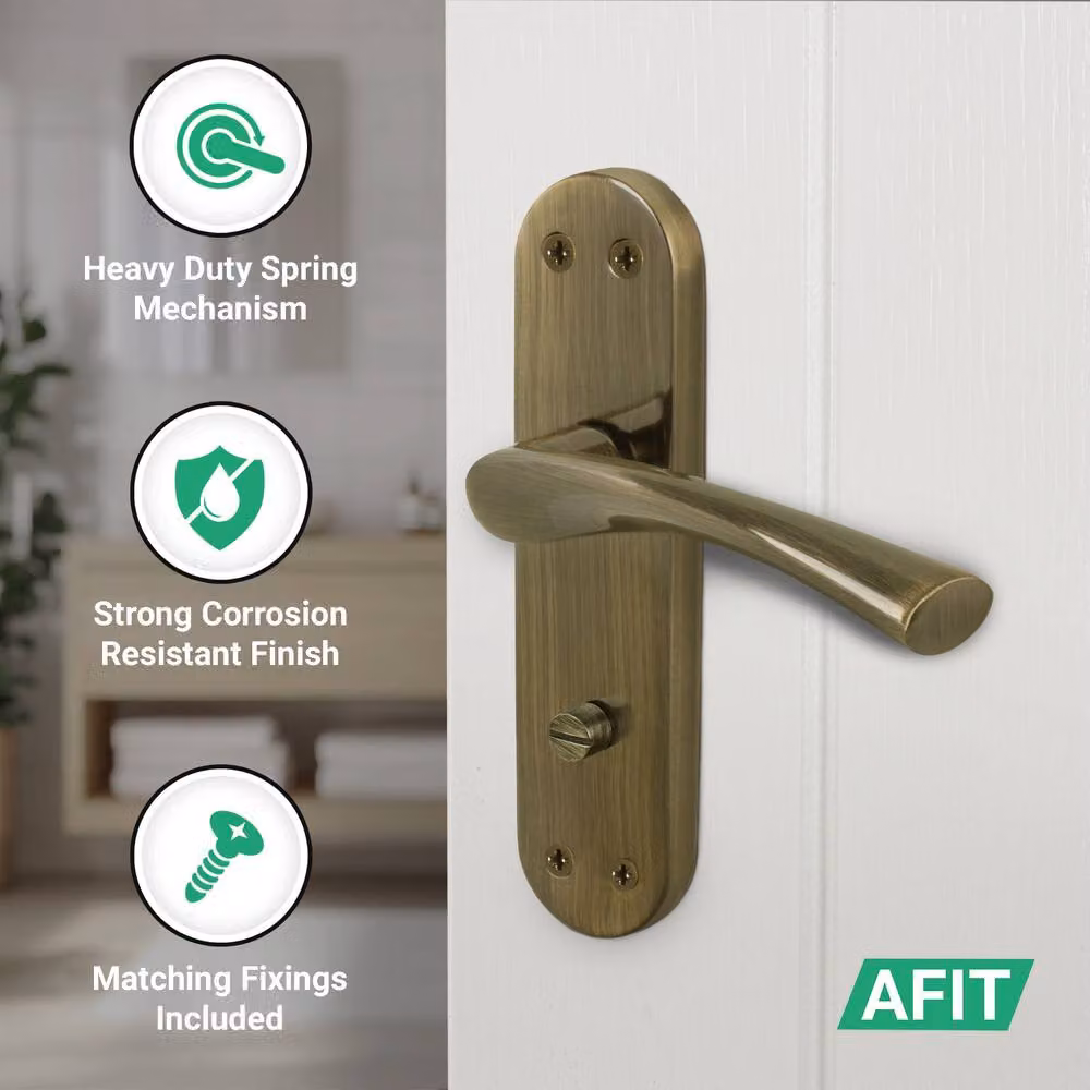 AFIT Antique Brass Twist Bathroom Handle and WC Lock Hinges Set in Bronze, 1 Pair – 3