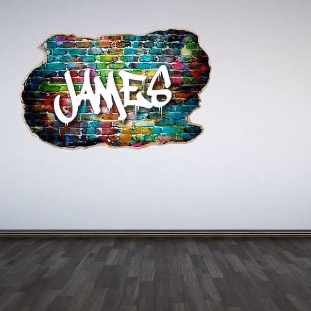 60 SECOND MAKEOVER Personalised Graffiti Name Smashed Wall Sticker, Multicolour, W: 60 cm, H: 90 cm