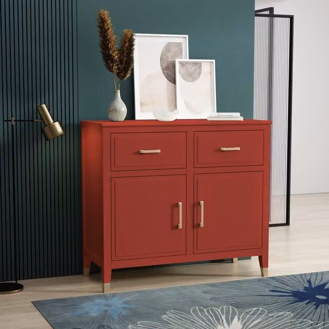 Cabinet Bits Palazzi Modern 2 Door 2 Drawer Sideboard in Red Matt Finish