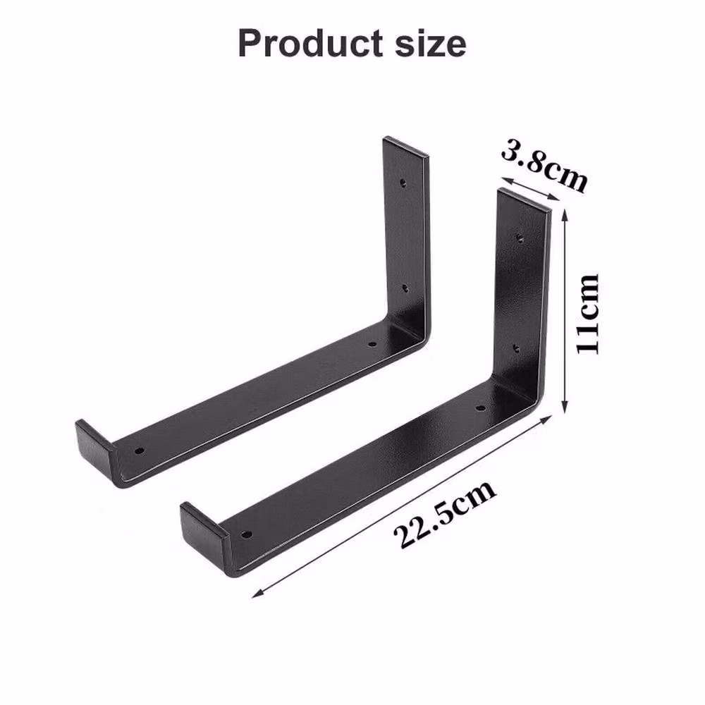 EONLION 2-Piece Rustic Scaffold Board Shelf Brackets in Black, W/D/H: 100 x 40 x 40 cm – 2