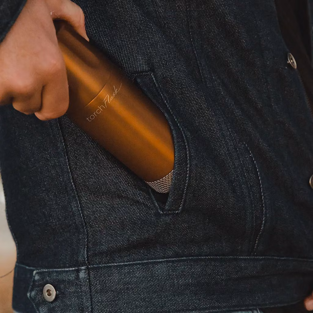 High Camp Flasks Torch Hip Flask in Bronze, 6oz – 6