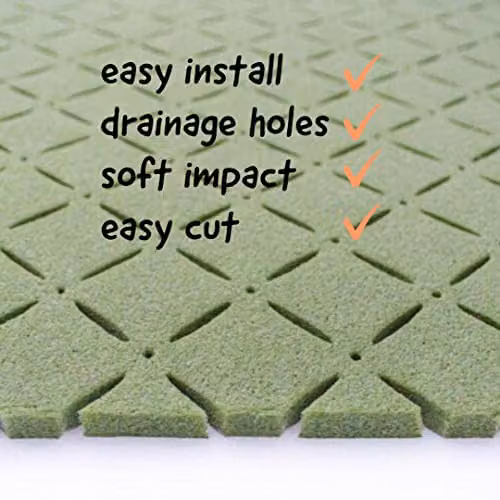 Best Artificial Grass Underlay Impact Shockpad with Drainage, 10mm Thick, 10m x 0.5m (5m2) Roll, Green