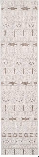 The Rug House Scandi Looped Pile Area Rug in White and Beige, W: 60 cm, L: 240 cm