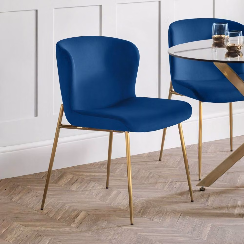 Cheshire Cavendish Set of 2 Blue Velvet Modern Dining Chairs – 3