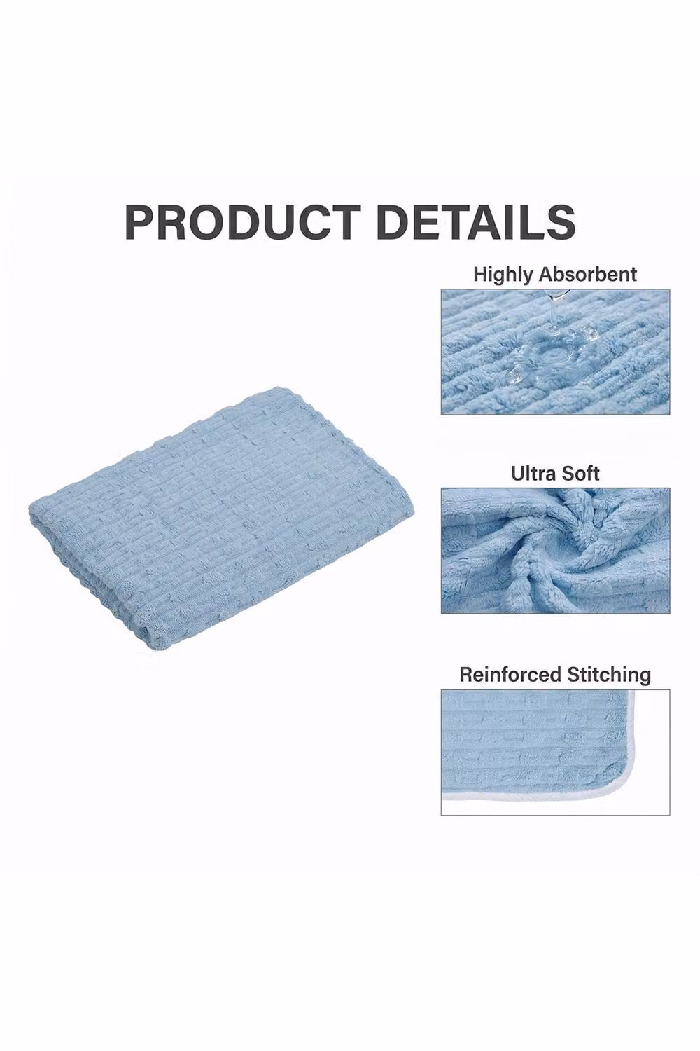 Living and Home 4-Piece Multicolour Microfibre Coral Fleece Bath Towels with Hanging Loops – 2