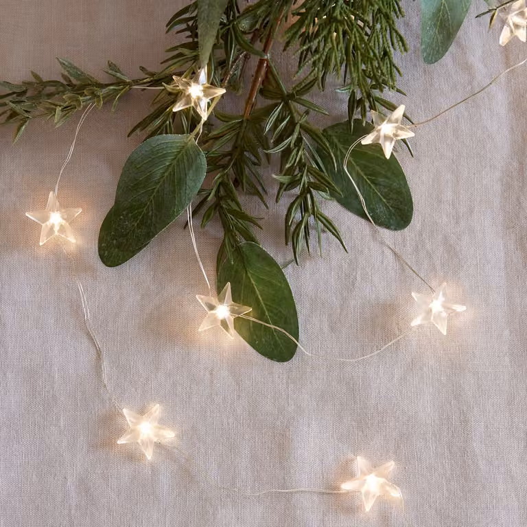 Lights4fun 50 Warm White LED Star Micro Fairy Lights in Silver