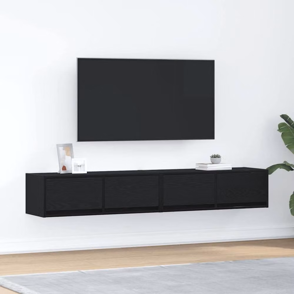 Berkfield Home Set of 2 Modern Black Oak TV Cabinets, W/D/H: 80 x 31 x 25.5 cm – 2