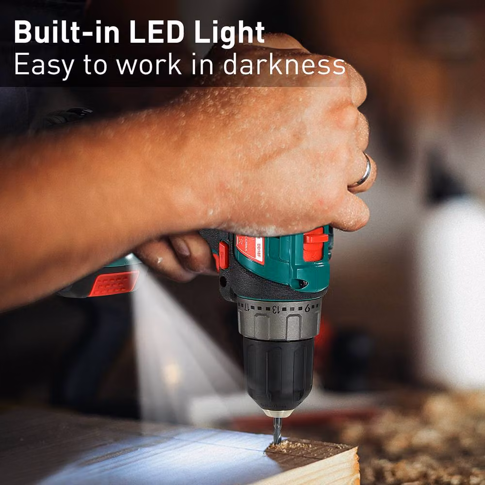 HYCHIKA 18V Cordless Drill Driver with 1.5Ah Rechargeable Battery, 45Nm, 2 Speed, Green – 5