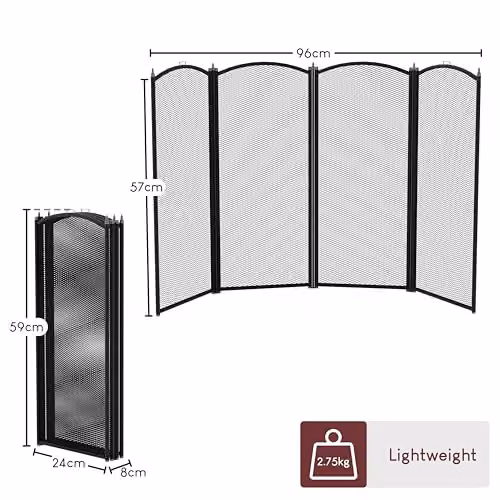 Fire Vida Stanton 4 Panel Metal Spark Fire Guard in Black – 5