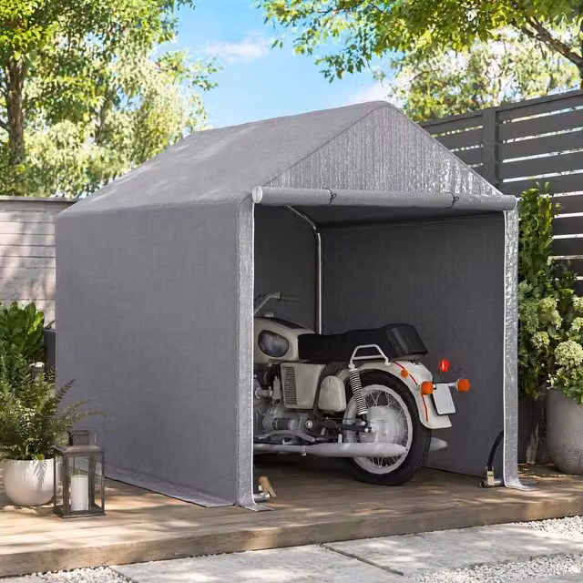 STILVORA Steel Garden Storage Shed in Grey, W/D/H: 200 x 200 x 200 cm