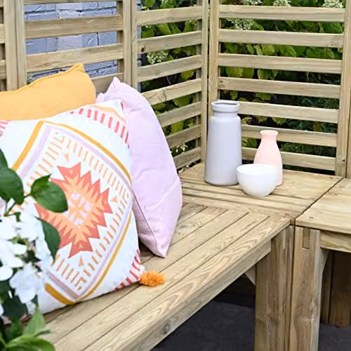 Forest Garden Modular L-Shape Garden Seating in Brown with Scatter Cushions – 3