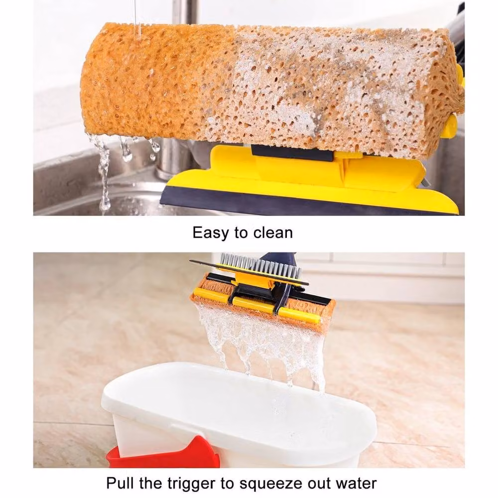 PAWNORA Orange Sponge Floor Mop with Telescopic Metal Handle – 3