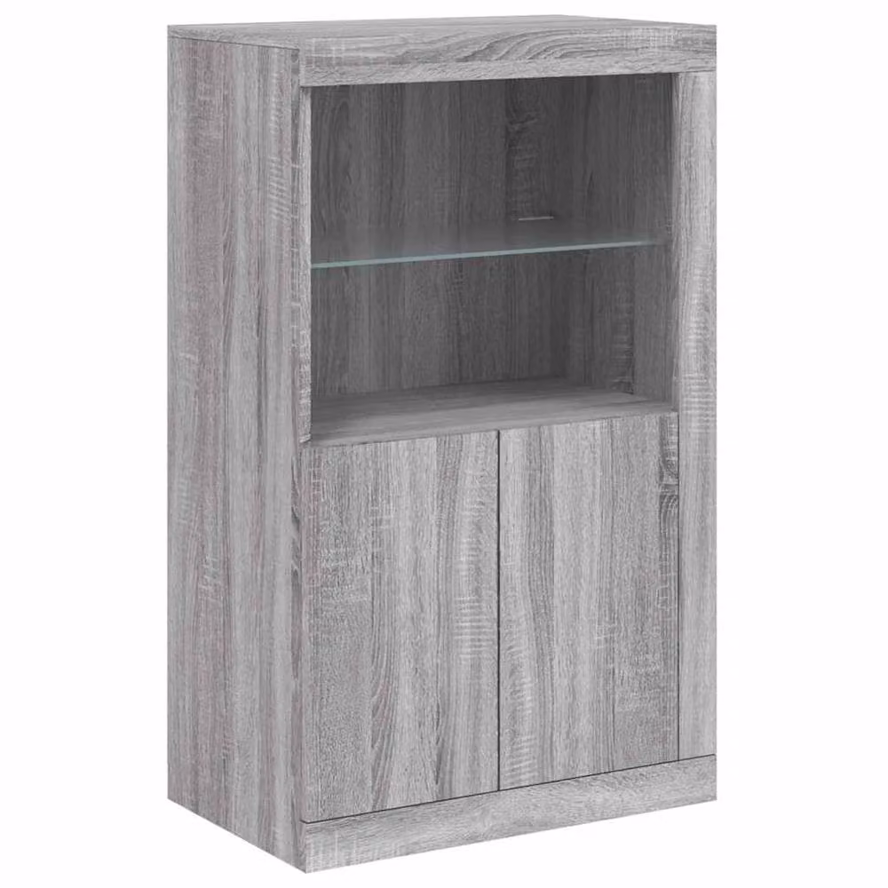 Berkfield Home Modern Sideboard with Integrated LED Lights in Grey Sonoma, W: 181.5 cm, D: 37 cm, H: 100 cm – 4