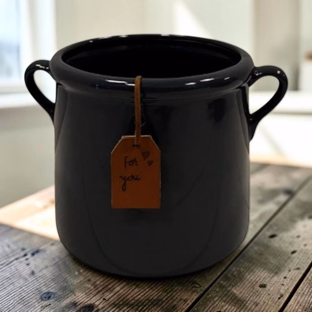 Four Candle Midnight Blue Ceramic Pot Vase with Twin Handles – 2