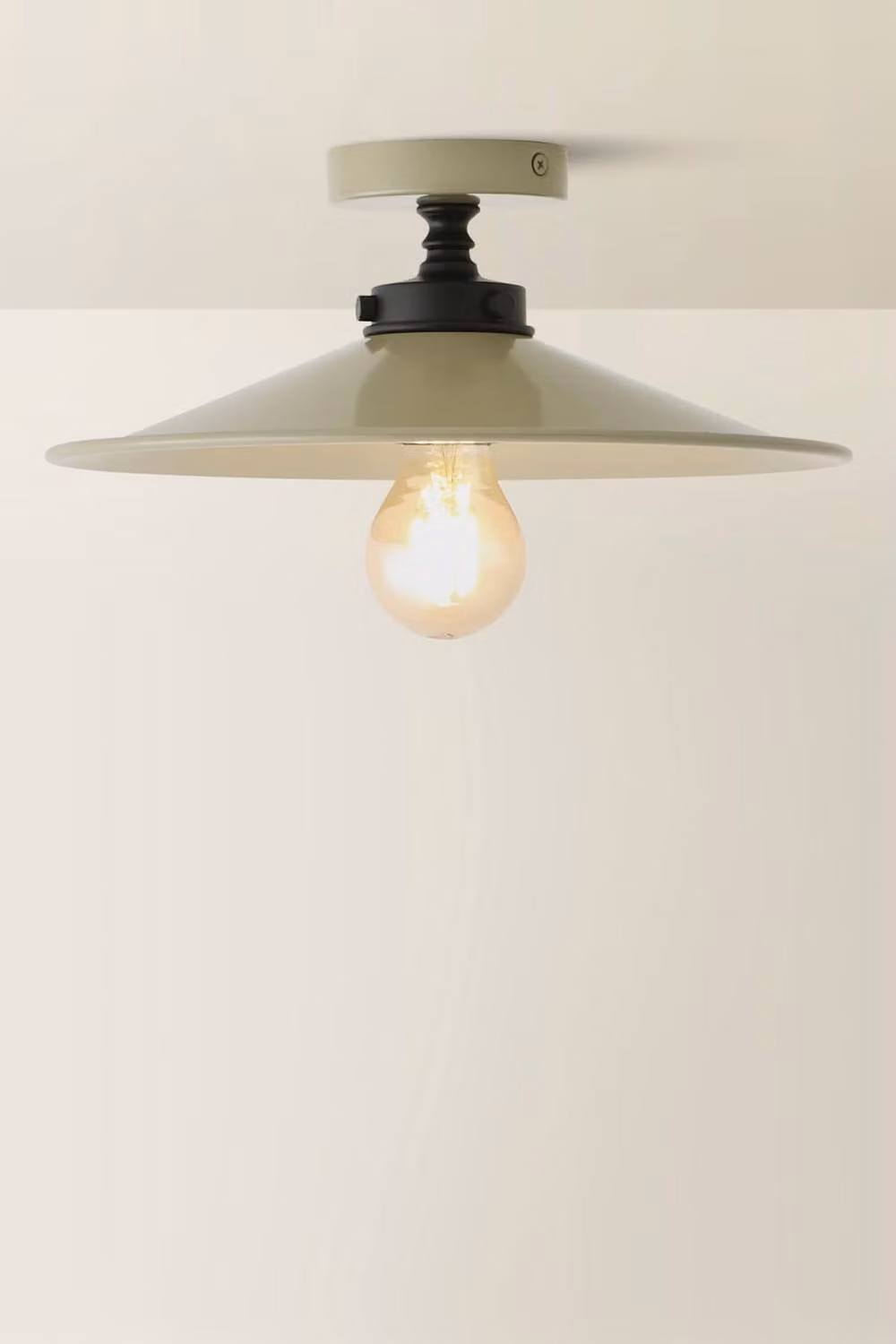 ValueLights Hampstead Metal Rolled Edge Tapered Flush Ceiling Light in Green – 2