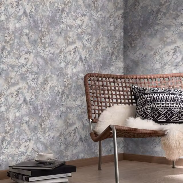 Erismann Grey Botanical Floral Blossom Flower Wallpaper