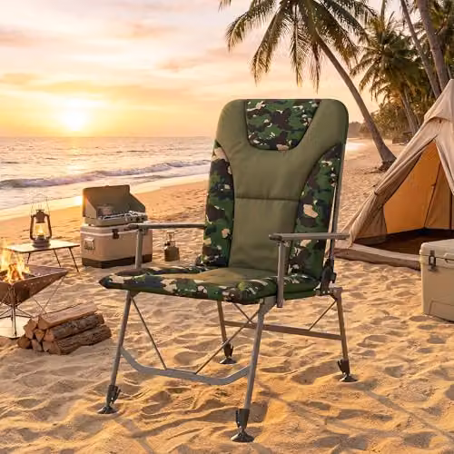 Outsunny Padded Reclining Camping Chair for Adults in Brown with Adjustable Headrest and Armrests – 7
