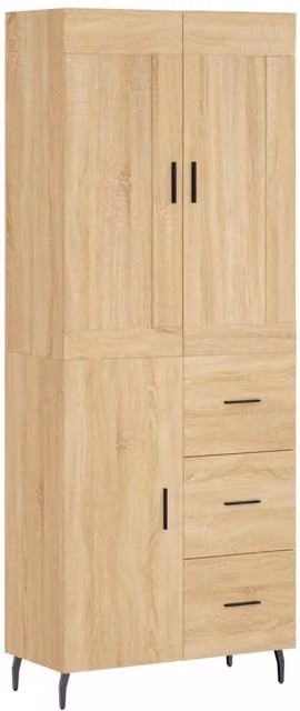 Berkfield Home Sonoma Oak Highboard in Brown, W/D/H: 69.5 x 34 x 180 cm