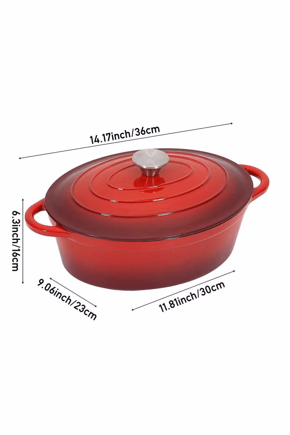 Living and Home Enamelled Cast Iron Dutch Oven Casserole in Red, 4.6 l – 6