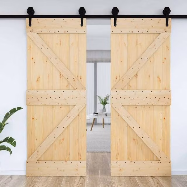 Berkfield Narvik Solid Wood Pine Door in Light Brown, W: 95 cm, H: 210 cm – 1