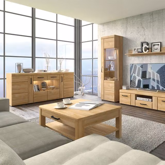 Furniture To Go Cortina 1-Drawer Coffee Table in Grandson Oak and Brown