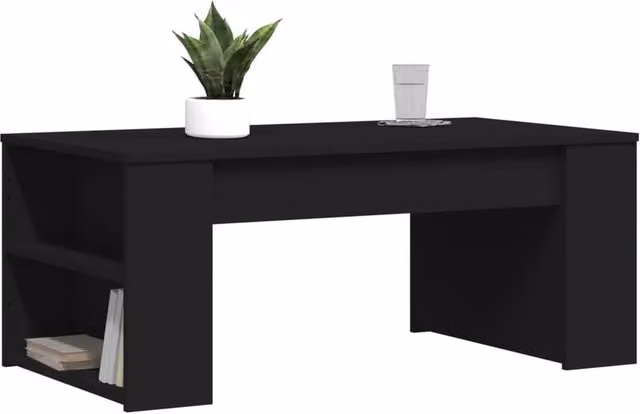 Berkfield Home Modern Black Decorative Coffee Table in Engineered Wood W/D/H: 102 x 55 x 42 cm