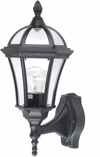 Netlighting Ledbury Black Outdoor Wall Lantern Light with Transparent Glass and E27 Socket, IP44 Rated – 1