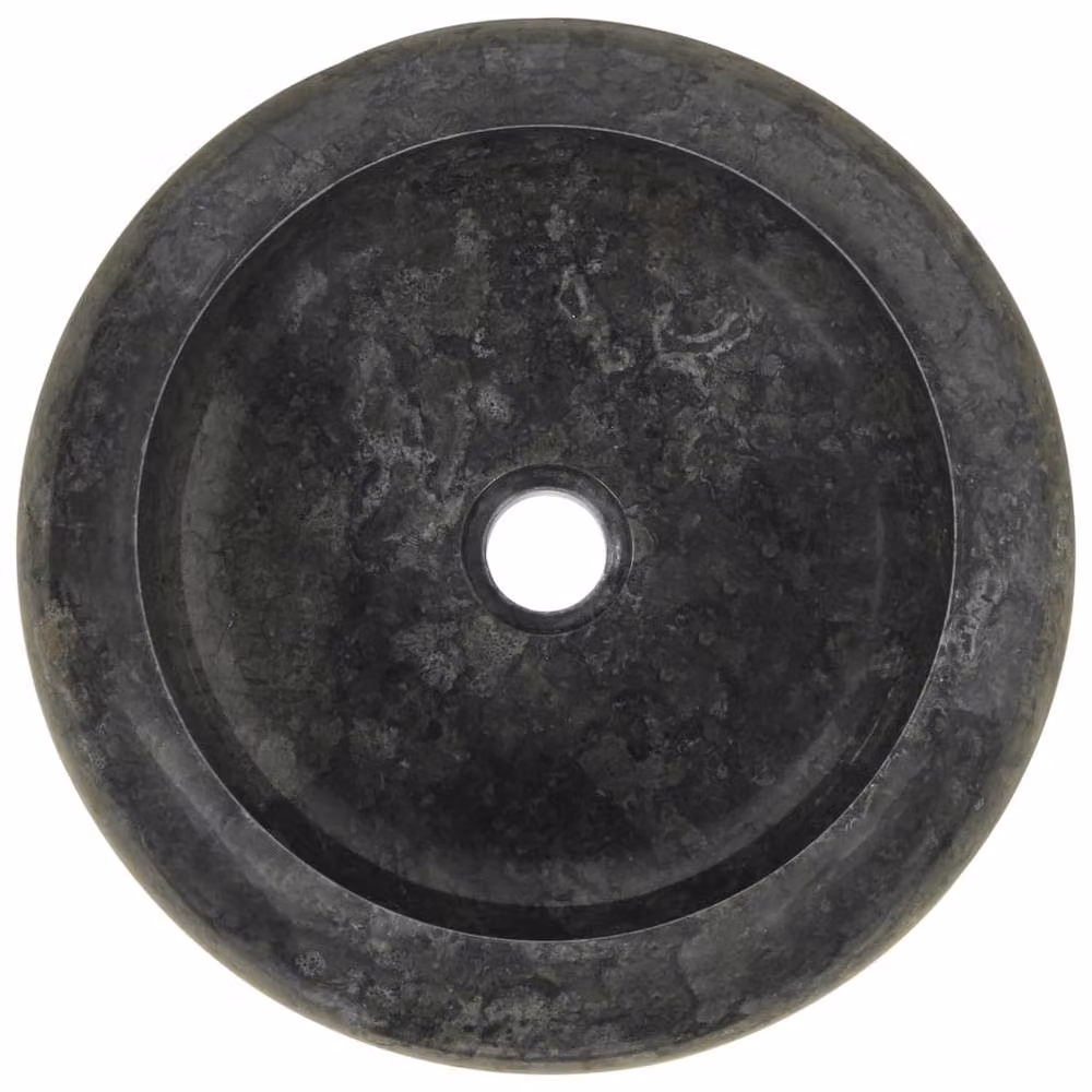 Berkfield Black Natural Stone Round Home Sink W: 40 cm, D: 12 cm, H: 12 cm – 4