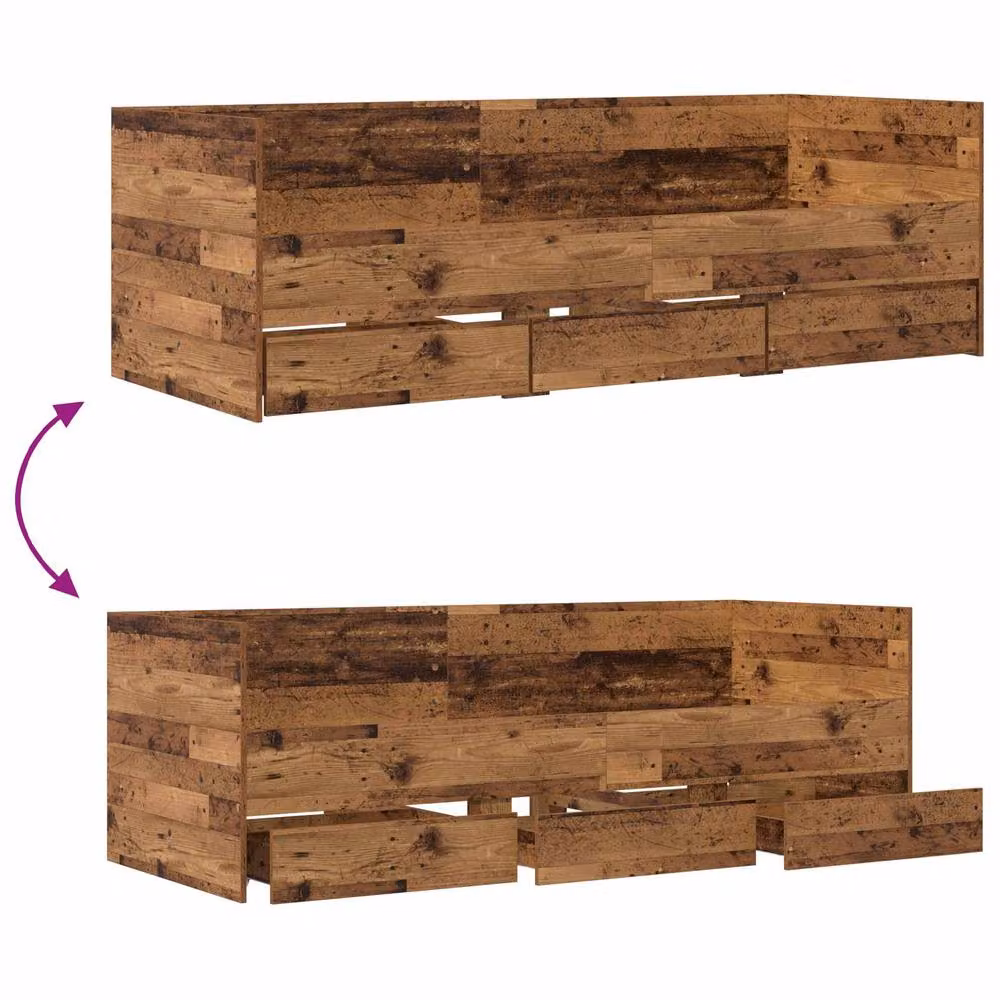 Berkfield Home Modern Bed Frame with Storage Drawers in Brown Engineered Wood W/D/H: 200 x 80 x 65 cm – 4