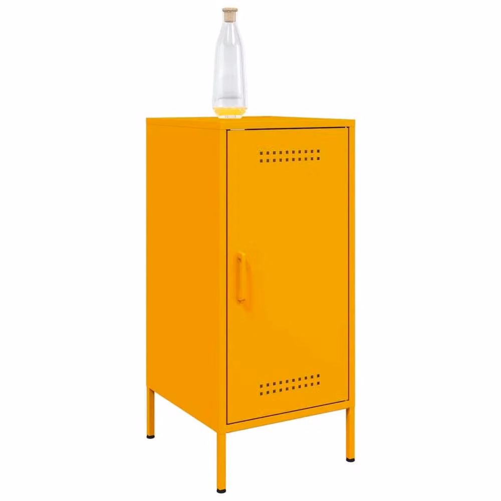 Berkfield Home Set of 2 Mustard Yellow Metal Sideboards, W/D/H: 36 x 39 x 79 cm – 2