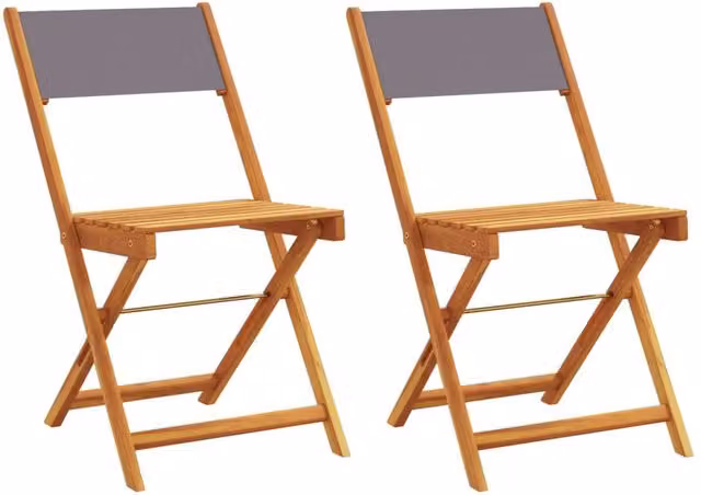 Berkfield Home Bistro Chairs Set of 2 in Anthracite with Acacia Wood and Fabric – 1
