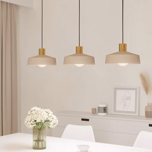 Eglo Valdiola 3-Light Pendant Light in Sandy Pink and Brushed Brass