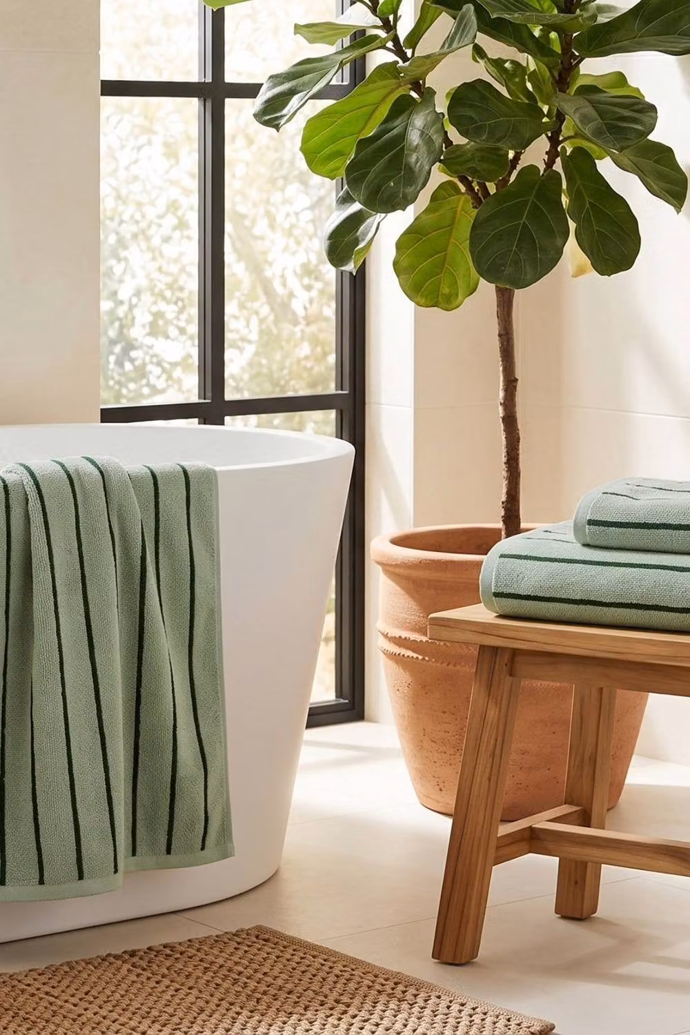 Allure Bath Fashions Strand Striped Cotton Towels in Green – 2