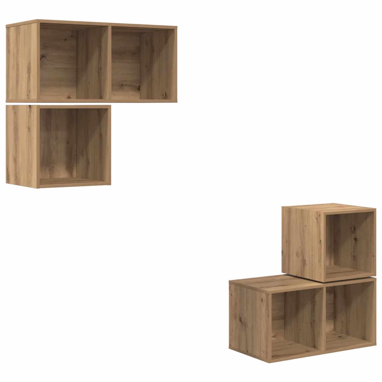 Berkfield Home 4-Piece Wall-Mounted TV Cabinet Set in Artisan Oak Brown, W/D/H: 37 x 37 x 72 cm – 1