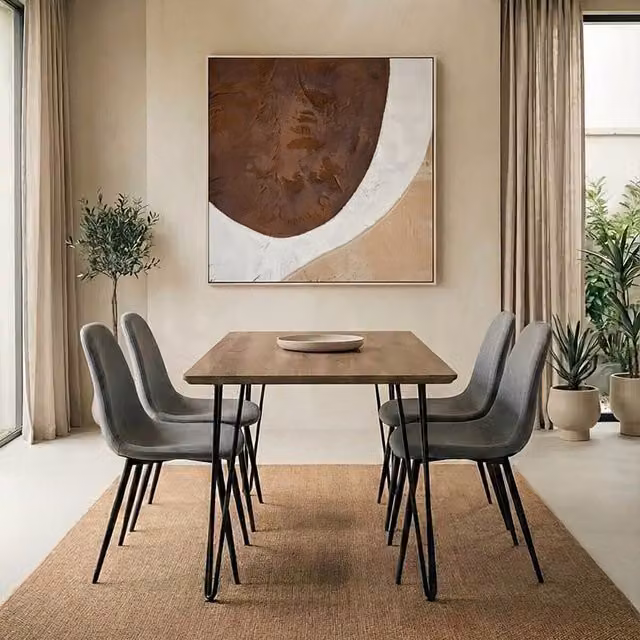 Orsina Salford Grey Fabric Dining Chair with Black Legs – 2