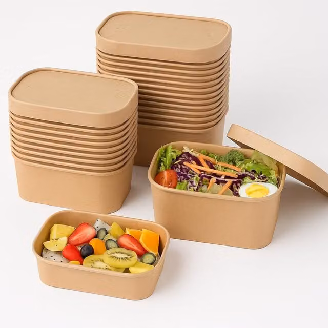 ECONX Brown Kraft Paper Food Containers with Lids, 650ml, Pack of 100