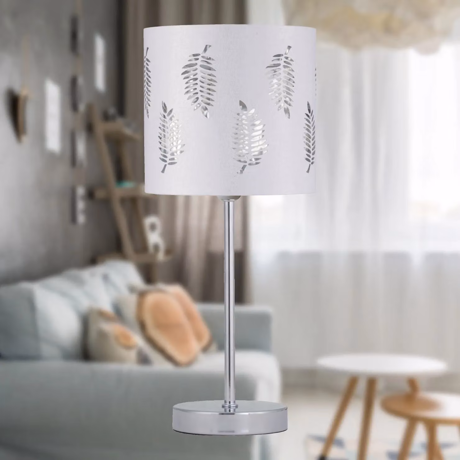 First Choice Lighting Chrome Touch Operated Dimmable Table Lamp with White Fabric Shade – 2