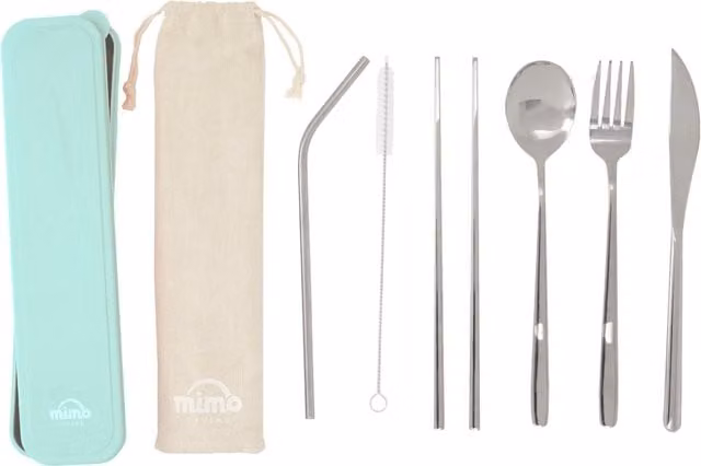 Orsina 6 Piece Stainless Steel Cutlery Set with Case in Silver and Green