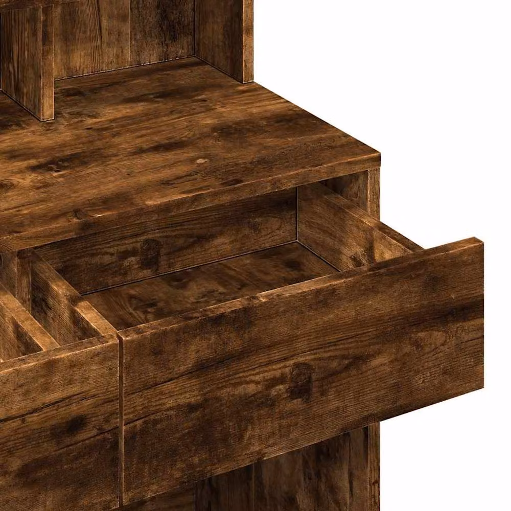 Berkfield Home Beautiful LED Dressing Table in Smoked Oak Brown, W: 80 cm, D: 41 cm, H: 134.5 cm – 5