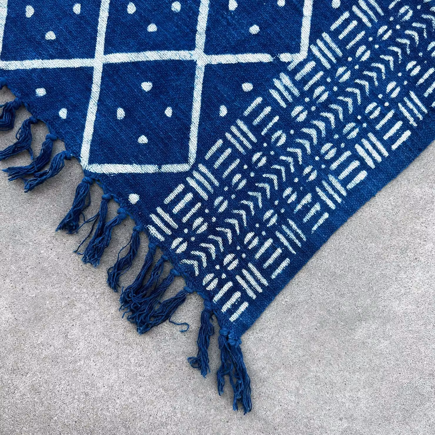 KDMD Handmade Indigo Geometric Throw in Midnight Heerak Blue, W: 170 cm, D: 120 cm – 3