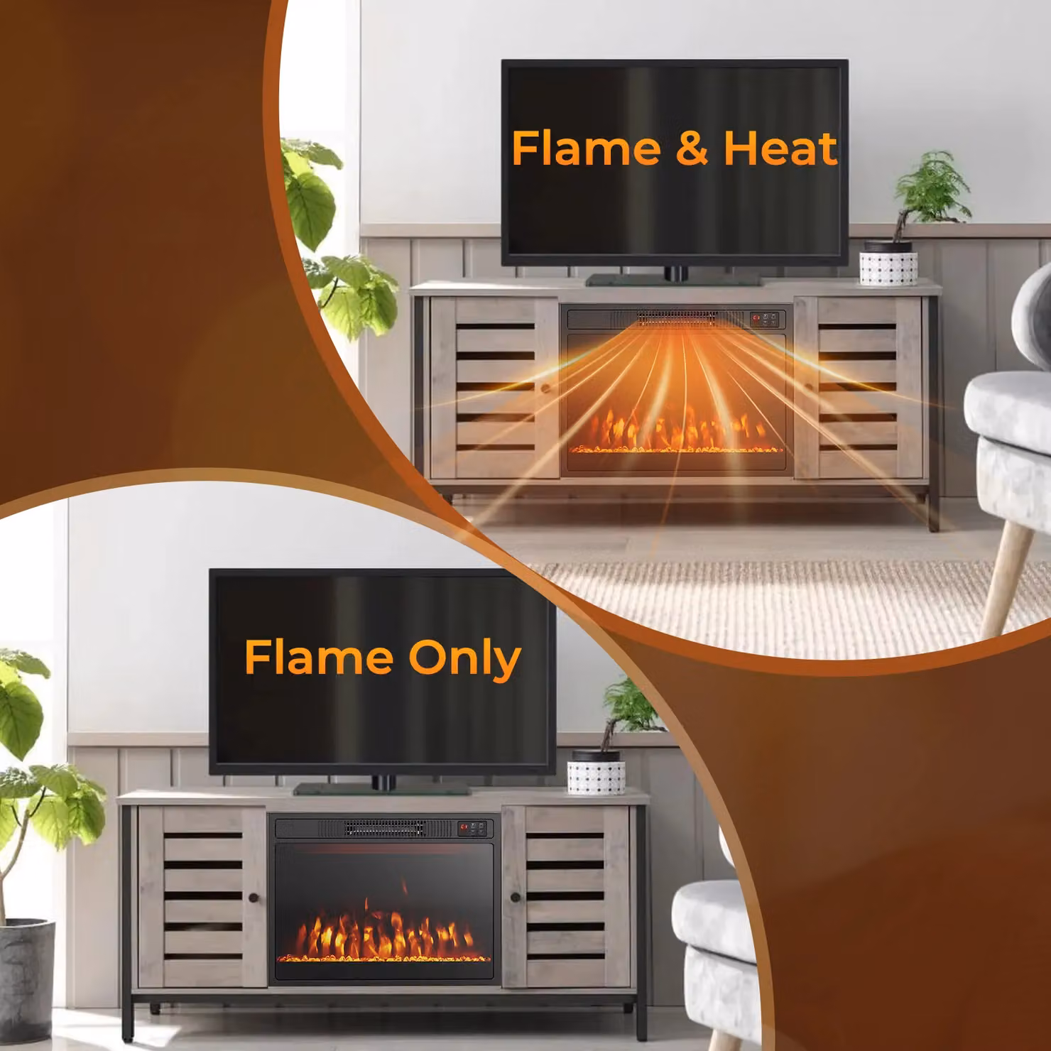 Costway 23 Inch Black Electric Fireplace Insert with 750W/1500W Heater Settings – 6