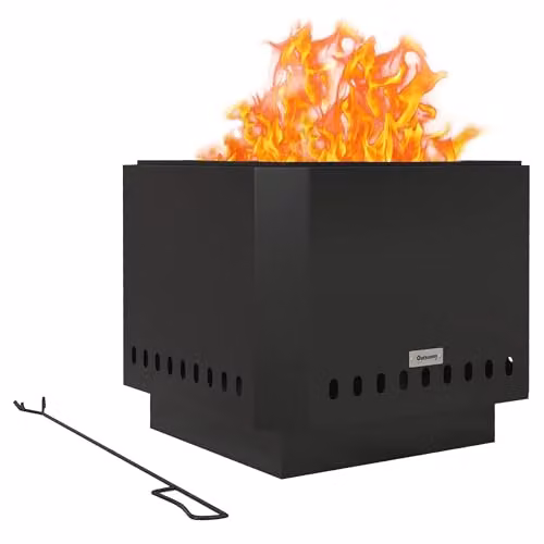 Outsunny Smokeless Wood Burning Fire Pit in Black, Diameter: 48 cm